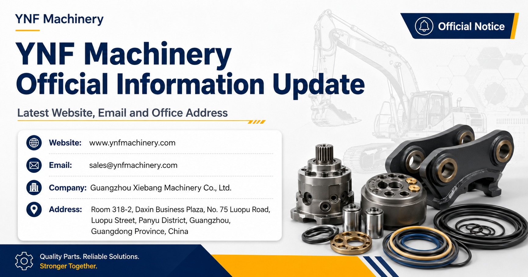 آخرین وبلاگ های شرکت در مورد Excavator Parts Supplier Updated Official Information of YNF Machinery