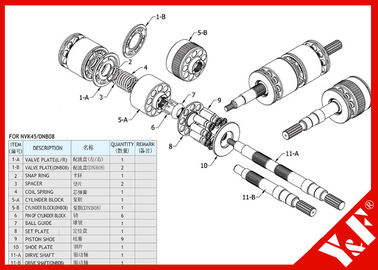 خرید Kawasaki Excavator NVK45 / DNB Hydraulic Pump Parts High Pressure and Long Life online manufacture
